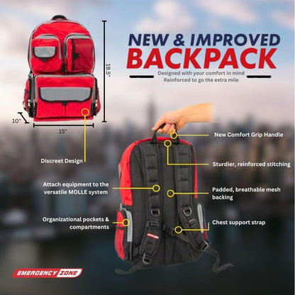 Urban Survival Bug-Out Bag/Go Bag and Disaster Survival Supplies for up to 6 People | Survival Kit for Wildfires, Hurricane, Civil Unrest & More