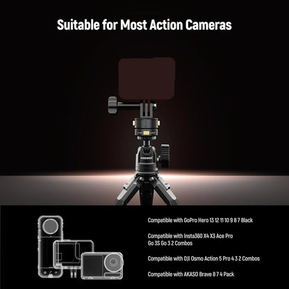 Neewer 6 in 1 Action Camera Mount Kit, Compatible with Hero 13 12 11 Max DJI Osmo Action Insta360, Metal Magnetic Quick Release Mount with 1/4" Thread & Folding Fingers for POV Shots, GP-23