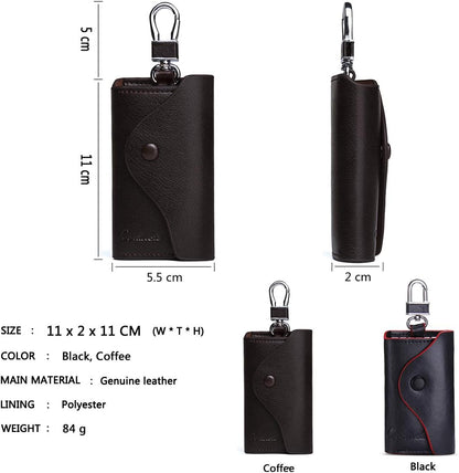 Contacts Car Key Case for Men and Women Small Leather Key Holder Key Cover with 6 KeyChains