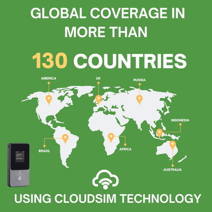 Cloud Portable WiFi Hotspot for Travel | 4G LTE Mobile Internet (USA &130+ Countries) | No SIM | No Subscription Pay-as-You-Go | Multi-Carrier | Connects 8 Devices