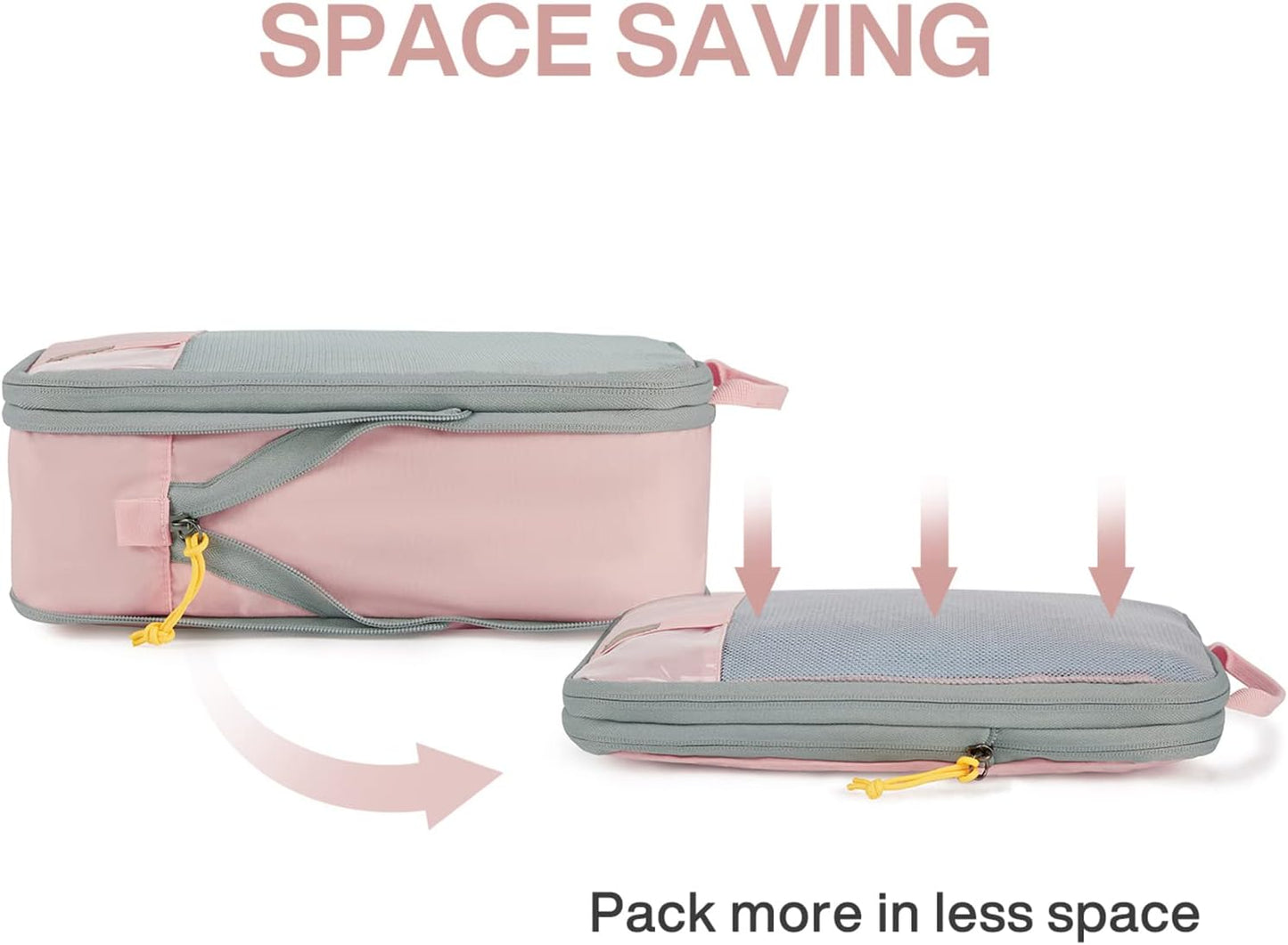 BAGSMART 6 Set Compression Packing Cubes - Lightweight Travel Essentials, Durable Luggage Organizer