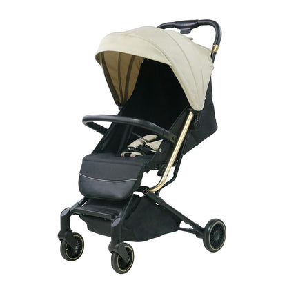 Lightweight Baby Stroller,Ultra Compact & Airplane-Friendly Travel Stroller, One-Handed Folding for Toddler, Only 13lbs,with Sleep Shade, Oversize Basket (Khaki)