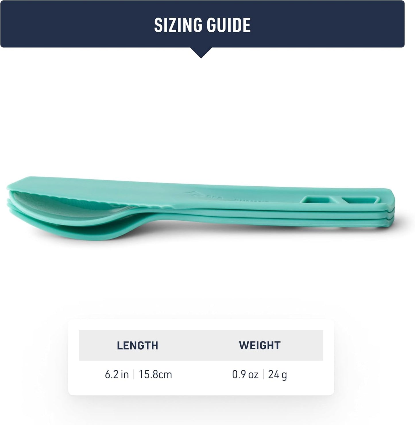 Sea to Summit Passage Camp Cutlery Set, Fork, Spoon and Knife, Aqua Sea Blue