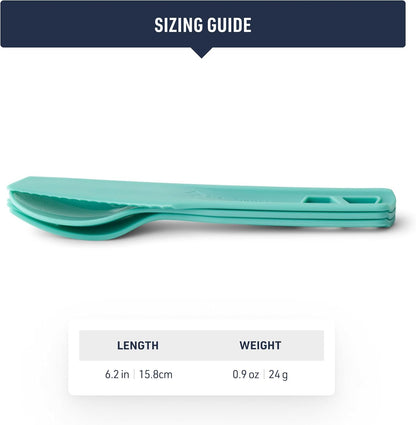 Sea to Summit Passage Camp Cutlery Set, Fork, Spoon and Knife, Aqua Sea Blue