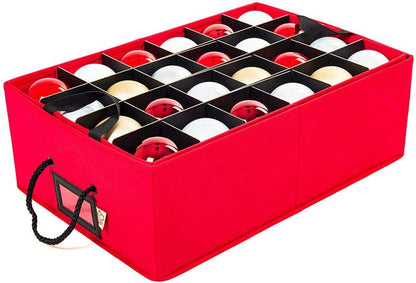 Santa's Bags [Christmas Ornament Storage Box with Dividers] - (Holds 48 Ornaments up to 3 Inches in Diameter) | Acid-Free Removable Trays with Separators | 2 Removable Trays