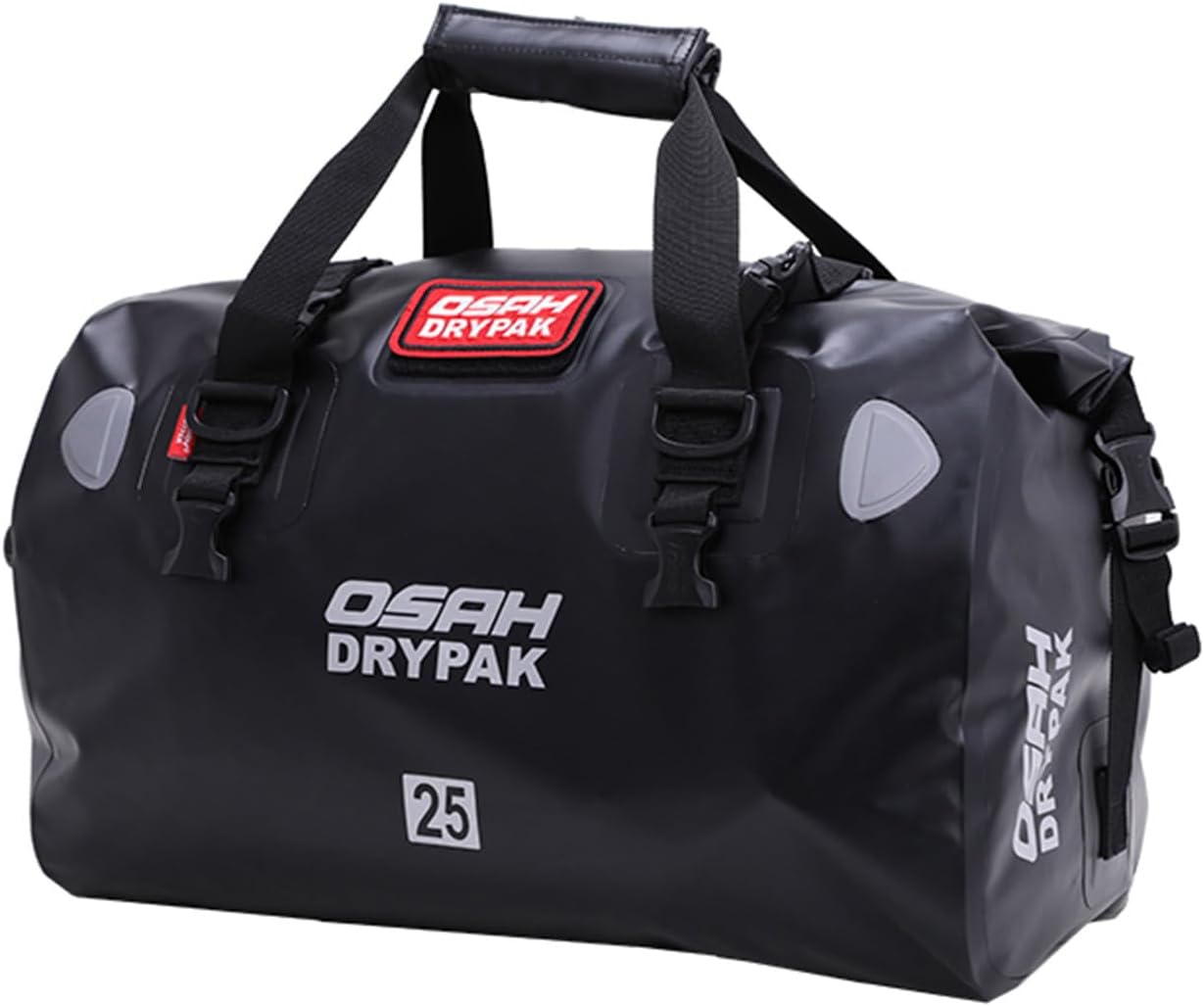Waterproof Duffel& Luggage Bag - Motorcycle Dry Bag Tail Saddle Bags with Roll Top Closure,Large Storage Space,for Camping, Kayaking, Fishing & Traveling(Black, 25L)