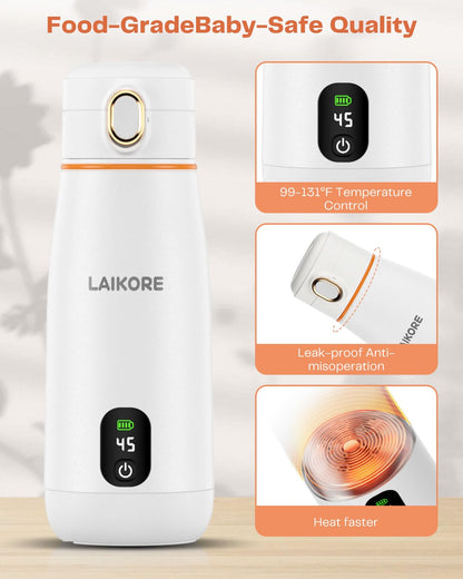 Portable Milk Warmer - Travel & On-The-Go, Quick Heating Breast Milk & Baby Milk Bottle Warmer, USB Rechargeable