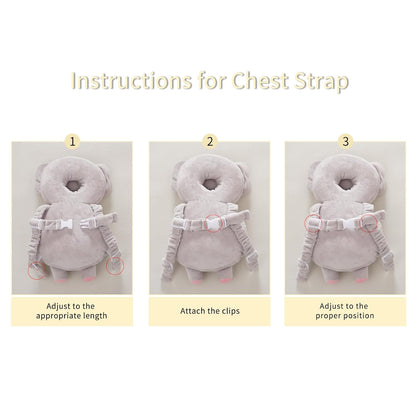 Baby Head Protector Backpack, Toddler Toddler Head Protector, Toddler Head Protector Padded Backpack Elasticated Carrier Wear (Elephant)