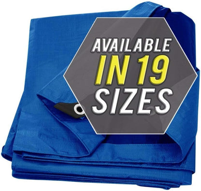 Large Waterproof Tarp - Heavy Duty 10 Mil Thick Poly Tarpaulin Ideal for Canopy Tents, Boats, RV or Pool Covers - Multipurpose Protective Tarps with Grommets for Indoor and Outdoor Use | 18' x 24'