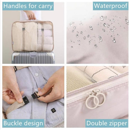 9 Set Packing Cubes for Suitcases, Aydicon Travel Luggage Packing Organizers with Laundry, Toiletry Bag, Compression Storage Shoe Bag, Toothbrush Case, Travel Essentials (Cream)