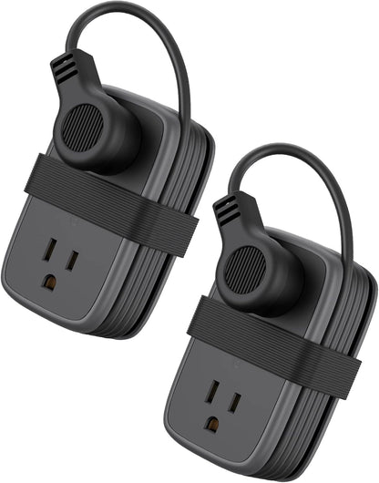 2 Pack Power Strip with USB Ports, 4 Outlets 3 USB Ports, NTONPOWER Small Power Strip with 4ft Short Extension Cord Retractable, Compact Size for Travel, Home Office, Hotel, Black