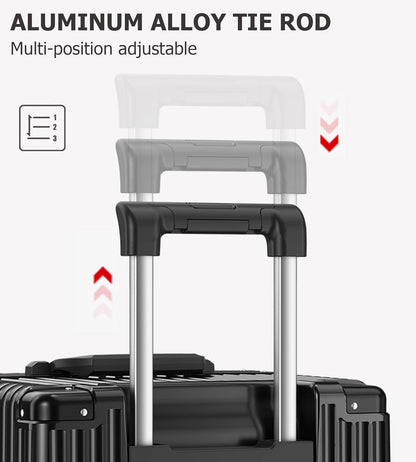 feilario 30in Super Large Captain Aluminum Frame Hardside Spinner Wheels Luggage, Removable Wheels Zipperless Checked Suitcase with Cup Holder/Phone Holder