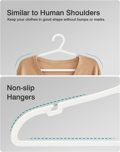 80 Pack Clothes Hangers, Non Slip Plastic Coat Hangers, Space Saving Hangers, Heavy Duty, Hanging Dry Wet Clothes, 16.4" x 8.3", White, UAPY0580W