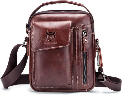 KPYWZER Genuine Leather Shoulder Bag Small Men Messenger Pack Handbag Sling Crossbody Bag Man Purse for Business