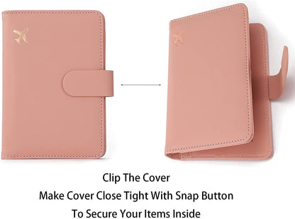 Melsbrinna Premium Leather Passport Holder Covers Case, Waterproof Rfid Blocking Travel Wallet Passport Holder with Pen Holder, Cute Passport Book for Women/Men
