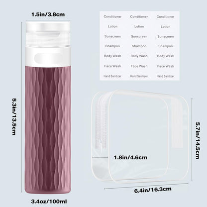 Travel Bottles for Toiletries, TSA Approved 3.4oz Travel Size Containers, BPA Free Leak Proof Silicone Traveling Bottles, Refillable Travel Essentials Kits for Shampoo Conditioner(4 Pack)-B