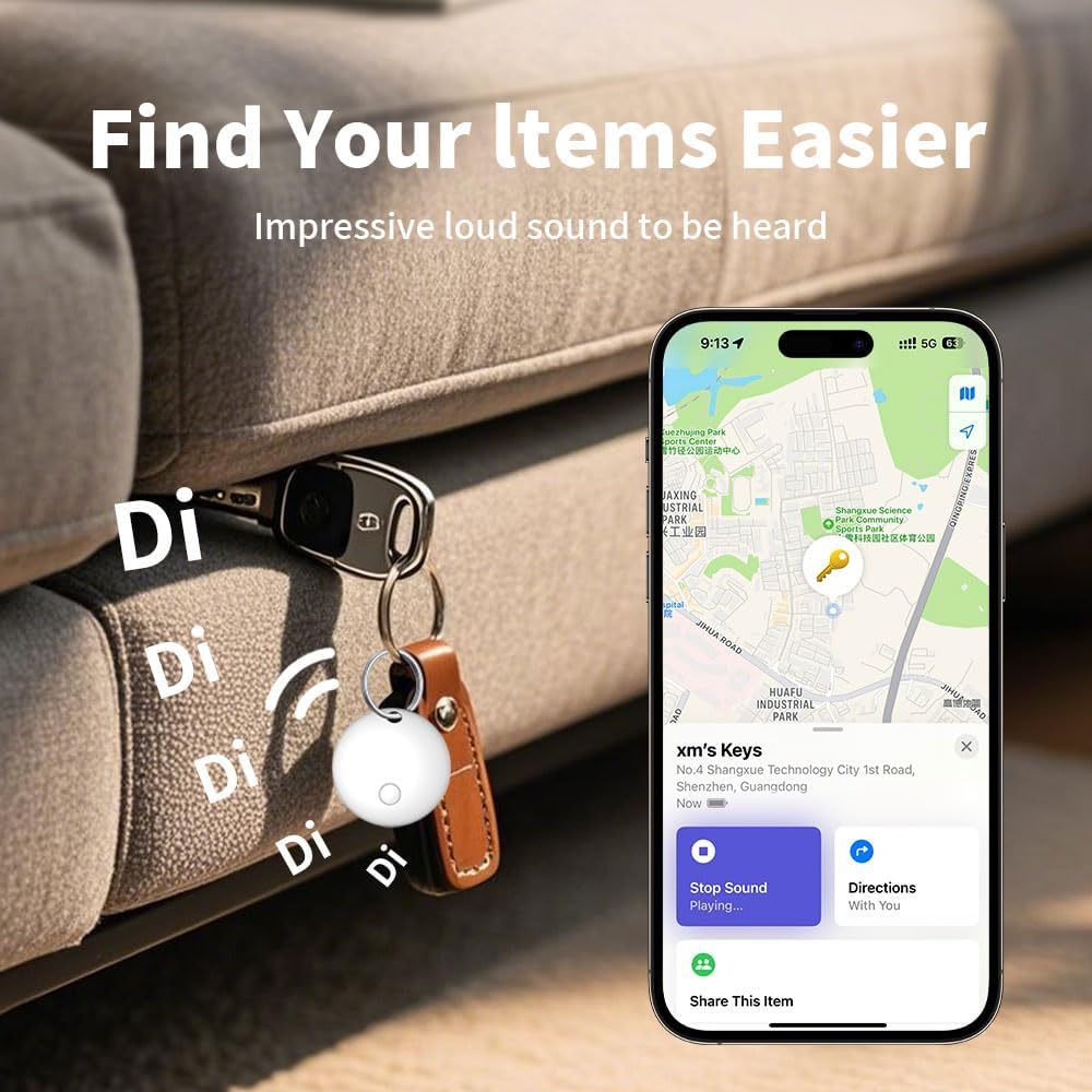 Smart Tag Tracker Works with Apple Find My, IP65 Waterproof and Replaceable Battery, Bluetooth Tracker Item Locator for Key Pet Wallet Backpack Luggage, 2 Pack, White (Not for Android or Huawei)