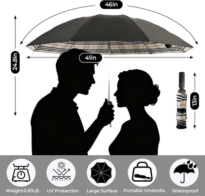 LLanxiry Compact Travel Umbrella, Mini Windproof Umbrellas for Rain & Sun, Small Lightweight Outdoor UV Umbrella, Portable Folding Umbrellas for Travel