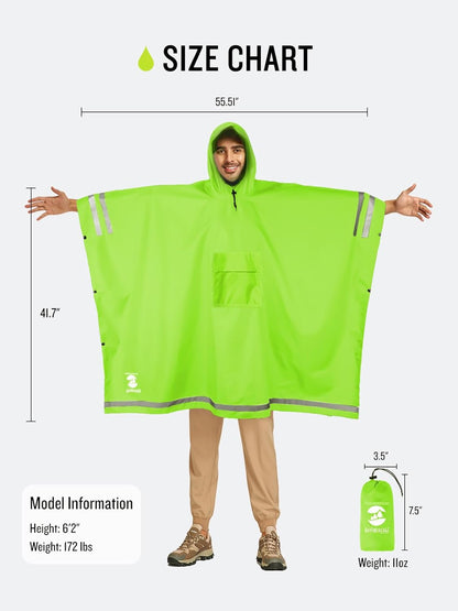 SaphiRose Hooded Rain Poncho Waterproof Raincoat Jacket for Men Women Adults
