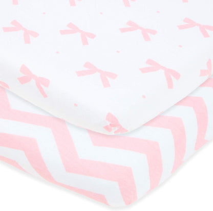 Travel Crib Fitted Sheets Compatible With Guava Lotus, Baby Bjorn, Dream on Me Travel Crib Light Playard – Fits Perfectly on 24 x 42” Mattress Without Bunching Up – Snuggly Soft Jersey Cotton – 2 Pack