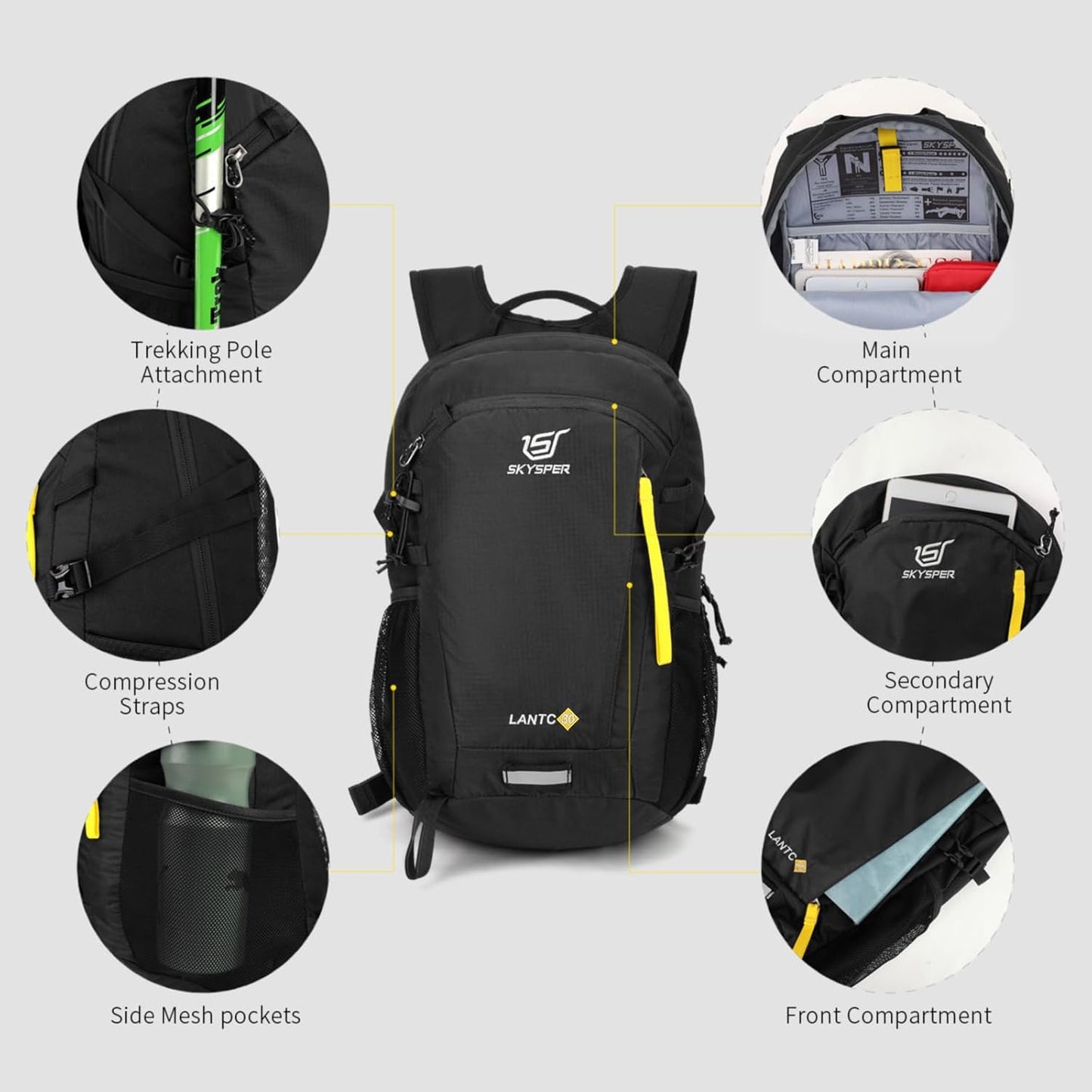 SKYSPER Small Hiking Backpack, 20L/30L Lightweight Travel Backpacks Hiking Daypack for Women Men