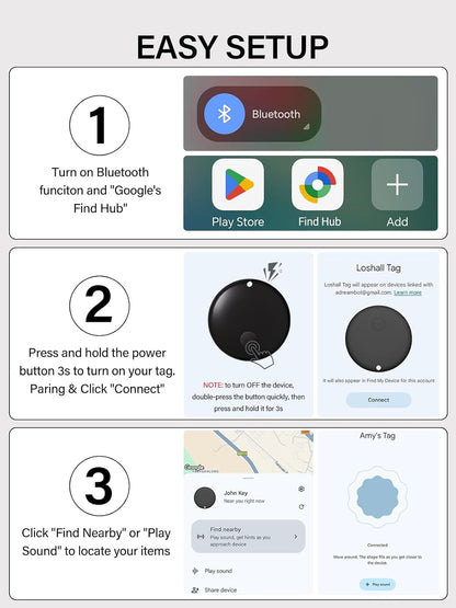 Android Tracker Tags, Works with Google Find My Device App (Android only), Key Finder Item Locator Tracking Device Smart Tags for Luggage, Wallet, Vehicles, Keys (Multi-Color, 4 Pack)