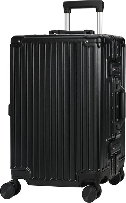 AnyZip Luggage Aluminium Frame Suitcase PC ABS Hard Shell TSA Lock No Zipper 24In Black