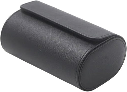 Longjet Watch Roll Travel Case for Men Portable Watches Organizer Box with Removable Velvet Pillow Holder (2 Slot Black Cross)