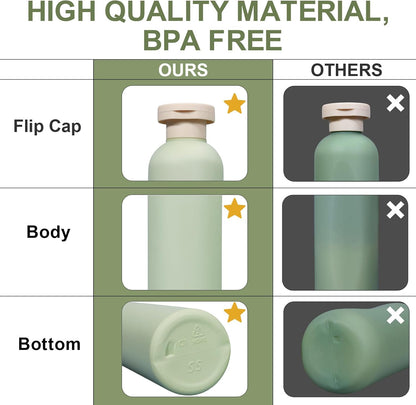 ASEVAT 8.8oz 4Pcs Plastic Refillable Travel Shampoo And Conditioner Bottles With Flip Cap