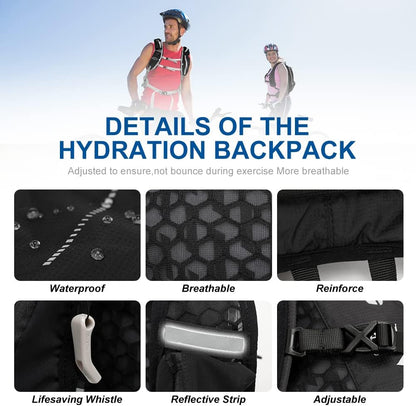 INOXTO Hydration Pack Backpack ，Water Backpack with 2L Leakproof Water Bladder, Running Hydration Vest for Man, Daypack for Cycling Motocross Climbing Trail Running