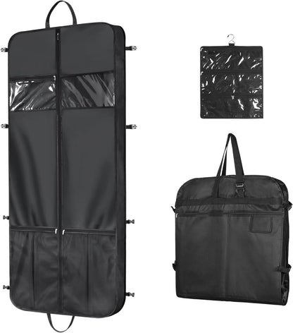 Zilink 60” Travel Garment Bags for Hanging Clothes Waterproof Long Garment Bags for Dresses with Accessory Pouch Suit Travel Bags with Adjustable Handles and Buckles for Suit Tuxedos Dresses Gowns