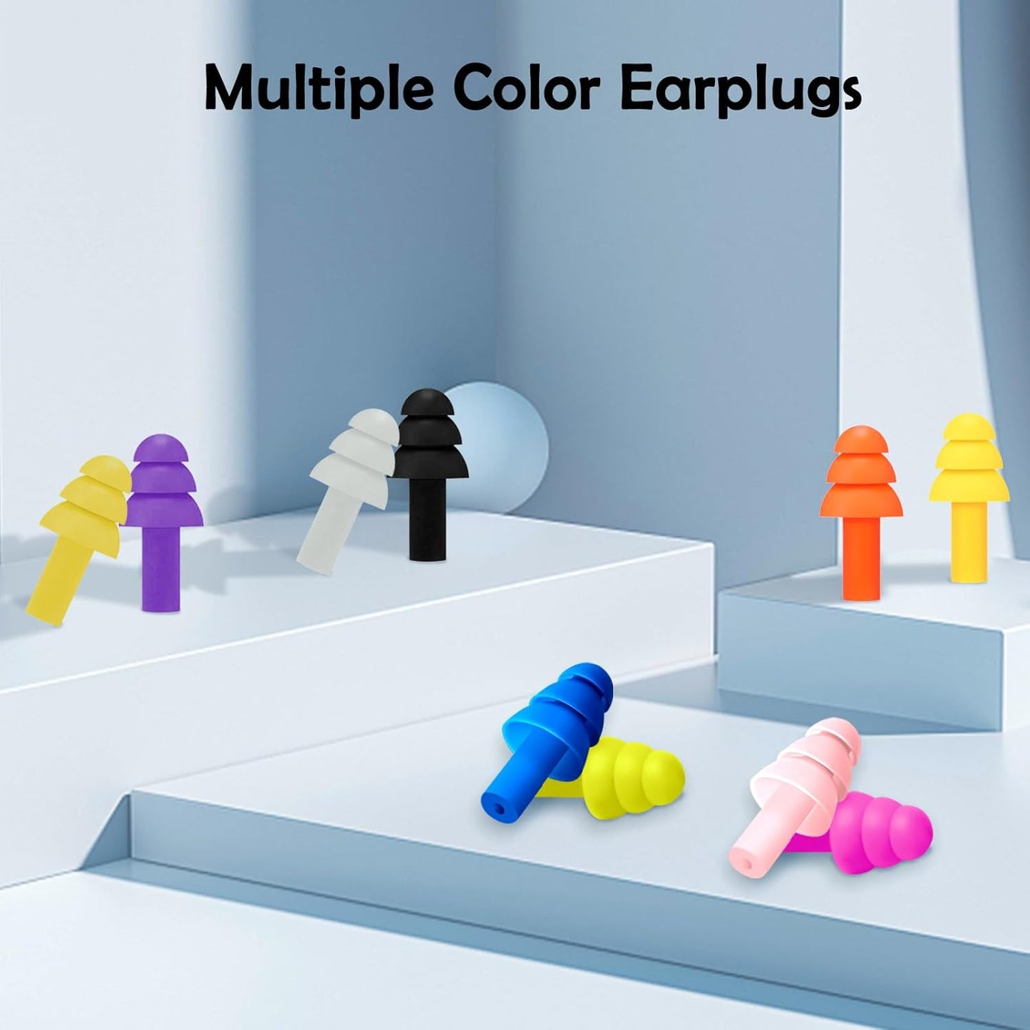 20 Pairs Ear Plugs for Sleeping Noise Cancelling, Reusable Silicone Sound Blocking Earplugs, Waterproof Noise Reduction Ear Plugs for Shooting, Swimming, Concerts, Snoring