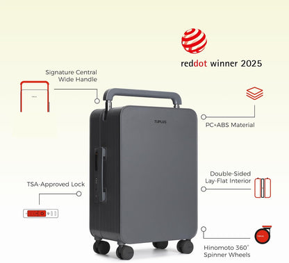 TUPLUS 20” Carry-On Hardside Luggage Lightweight ABS Travel Suitcase with Wide Handle Spinner Wheels TSA Combination Lock, Balance Series 2.0,Stone Grey