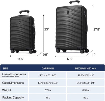 Travelpro Maxlite Air V2 Hardside Expandable Luggage, 8 Spinner Wheels, Lightweight Hard Shell, TSA lock, Shadow Grey, 2-Piece Set (21/25)