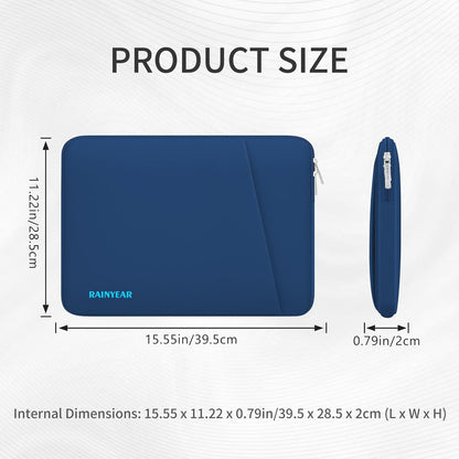 RAINYEAR Laptop Sleeve Case with Front Pocket, 15.6 Inch Protective Portable Case with Front Pocket, Briefcase Laptop Carrying Bag Cover Compatible for HP, Dell, Asus, Lenovo, Notebook, Navy Blue