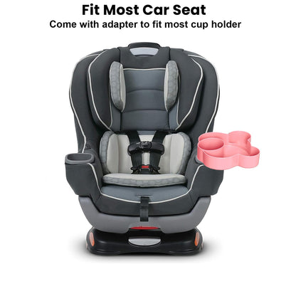 BlueOrigin Car Seat Snack Tray - Travel Tray for Kids Car Seat, Stroller, Booster and Anywhere with a Cup Holder, Toddler Road Trip Essentials Food Plate for Snacks, Toys, Entertainment (Pink)