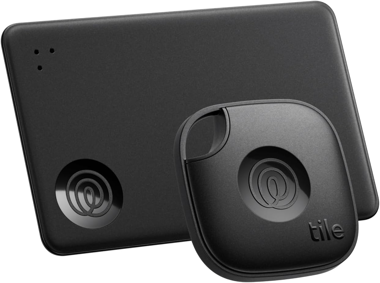 Tile by Life360 Starter Pack (2024) - Bluetooth Trackers and Item Finders for Keys, Wallets & More. Both iOS and Android Compatible. Phone Finder. 2-Pack (Black Mate/Slim)