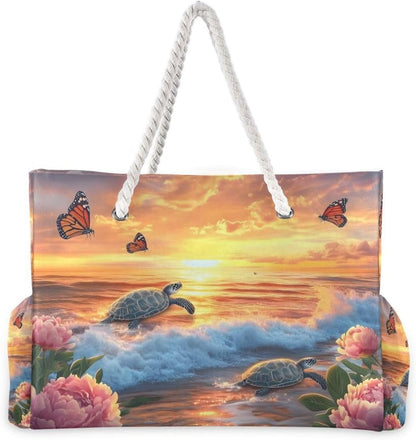 senya Large Beach Bags Totes Canvas Tote Shoulder Bag Soft Wave Water Resistant Bags for Gym Travel Daily Ocean