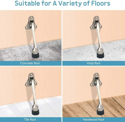 Door Stopper, Kick Down Door Stops for Heavy Doors, with Rubber Tip and Spring Lever, Adjustable, Easy to Set Down and Release, 4-Inch, for Wide Doors (4inch x 2pack, Black)