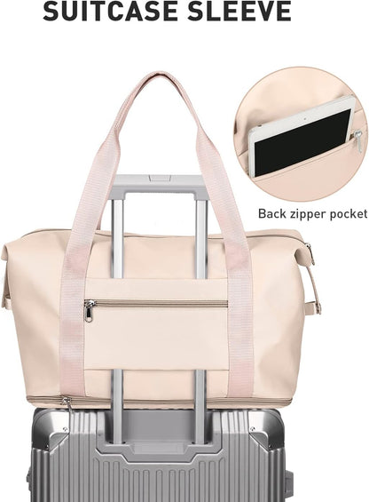 Travel Duffel Bag, Sports Tote Gym Bag, Shoulder Weekender Overnight Bag for Women