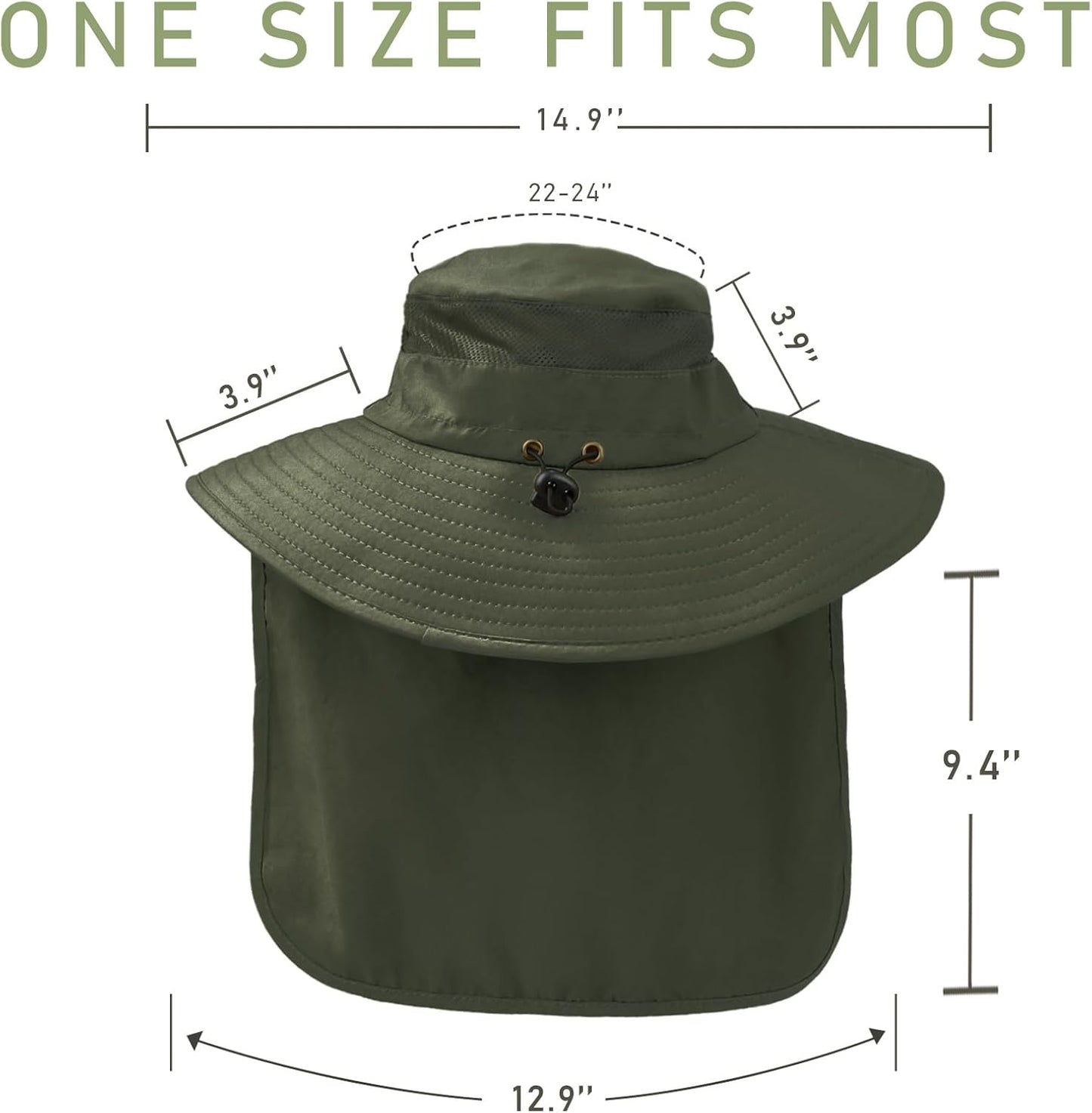 Fishing Hat Breathable Wide Brim Sun Hats with Neck Flap Bucket Hat Outdoor Safari Hat for Men Women UPF 50+ Sun Protection