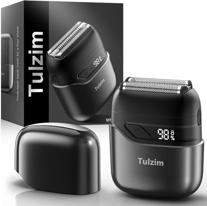 Electric Foil Shaver for Men: Portable Electric Razor for Beard/Face - 3 Floating Blade LED Display USB-C Fast Rechargeable - IPX7 Waterproof for Travel & Home - Carbon Gray