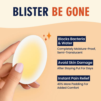 Dr. Frederick's Original Better Blister Bandages - 10 ct - Water-Resistant - 40% More Cushioning - Hydrocolloid Pads for Foot & Heel Protection & Recovery - Blister Relief Pads - Heel Pack