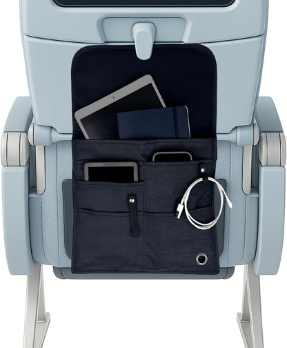 SO~MINE Airplane Pocket Organizer | Tray Table Cover | In Flight Seat Back Organizer Bag | Commuter Essential Travel Bag | Media Pouch For Flying | Travel Gift | Attaches To Luggage