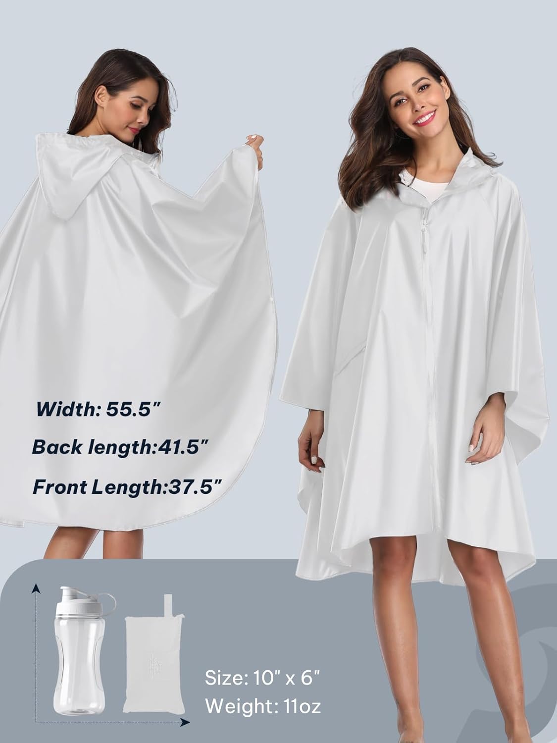 SaphiRose Unisex Rain Poncho Raincoat Hooded for Adults Women with Pockets