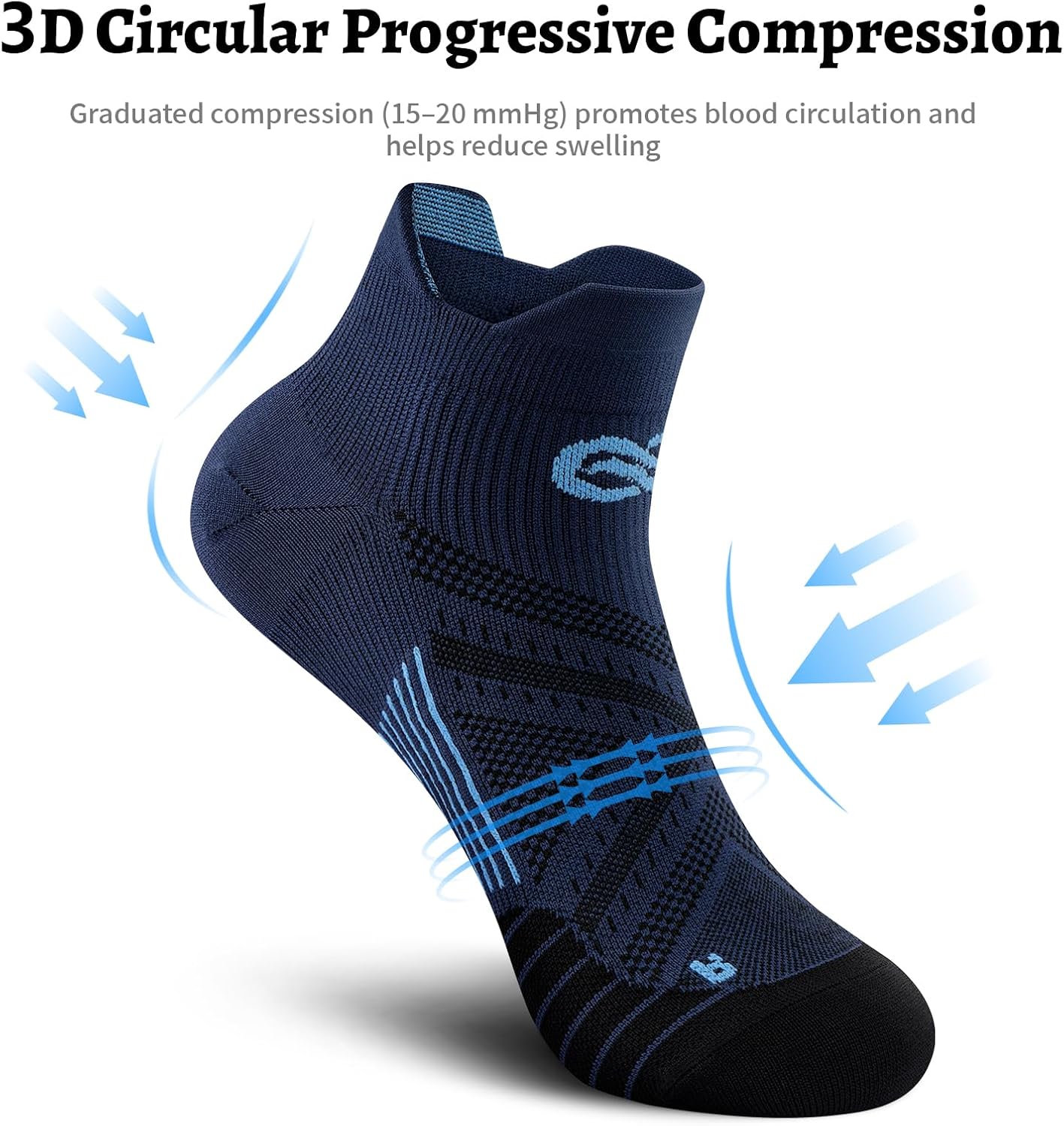 PAPLUS Ankle Compression Sock for Men and Women 2/4/6 Pairs, Low Cut Compression Running Sock with Ankle Support