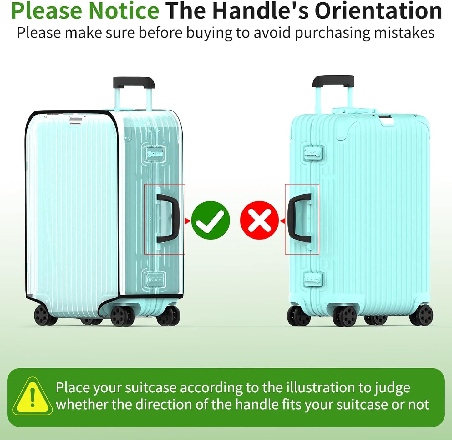 Suitcase Covers For Luggage, 20 Inch Clear PVC Luggage Covers Protector Full Thicken Transparent Waterproof Suitcase Sleeve With Large Velcro for 20" Wheeled Suitcases