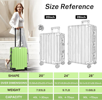 Krute Luggage 28 Inch Aluminum Frame Luggages TSA Lock No Zipper Checked Suitcase with Spinner Wheels Hardshell Lightweight PC+ABS Large Suit Case