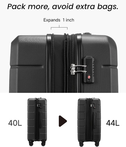 Luggage Sets 3 Piece, Expandable Hardside Suitcases with Wheels, Blue