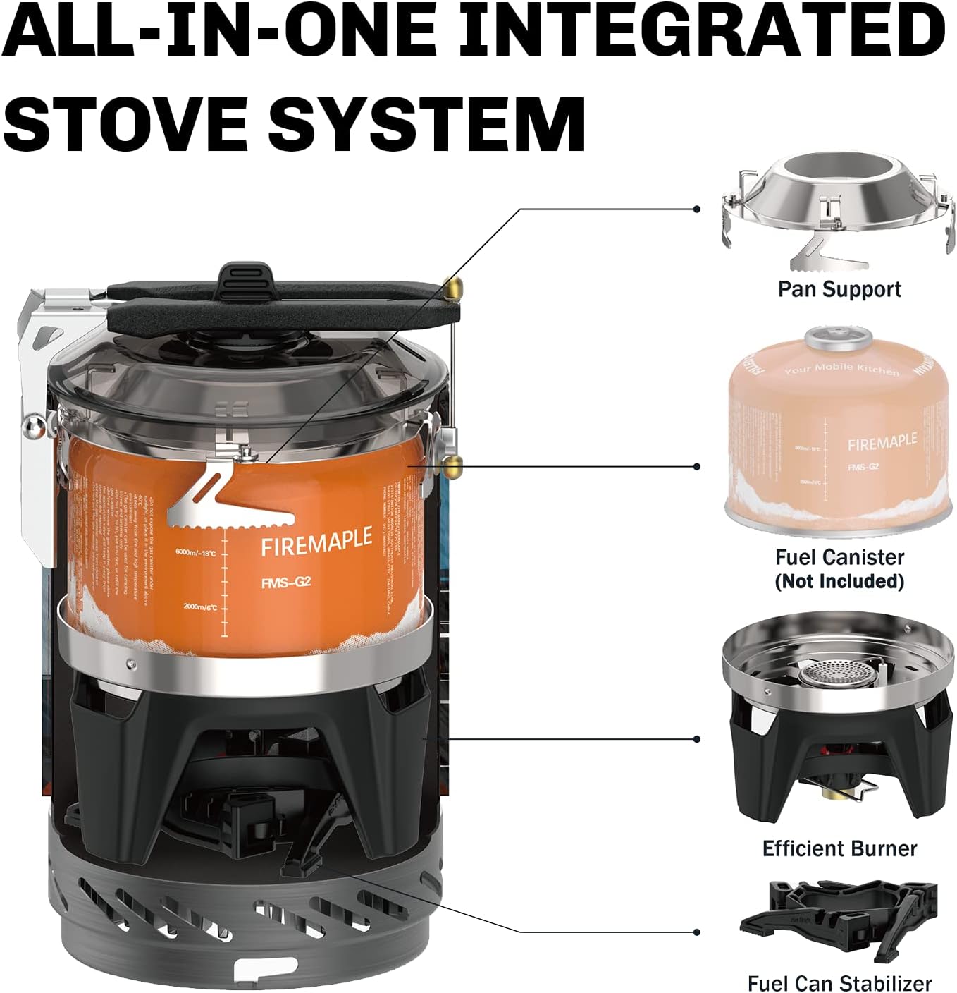Fire-Maple Fixed Star X2 Backpacking and Camping Stove System Outdoor Propane Camp Cooking Gear Portable Pot Jet Burner Set Ideal for Hiking, Trekking, Fishing, Hunting Trips and Emergency Use